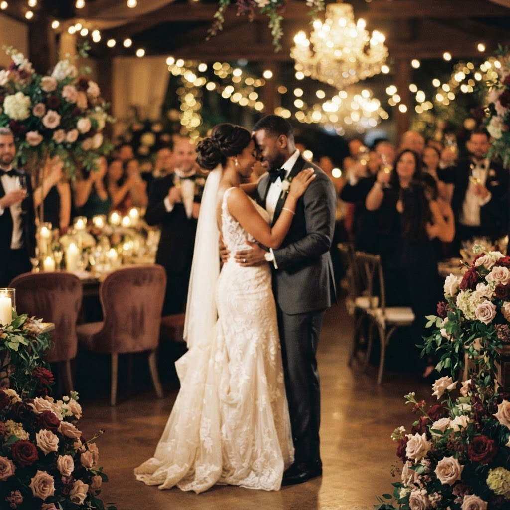 A couple sharing their first dance